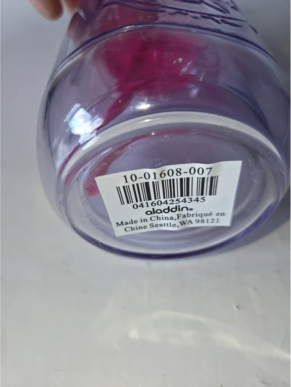 Aladdin Plastic Mason Jar 20 oz with straw - clear plastic and pink lid SG2